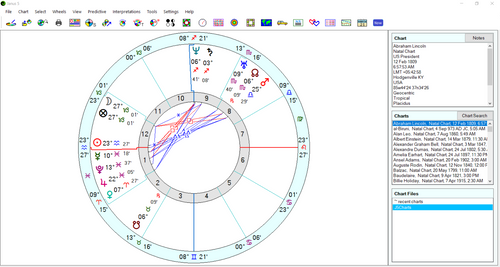 Janus professional astrology software interface